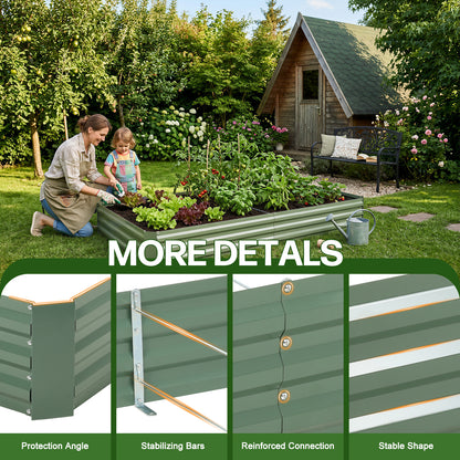 11" Tall Metal Raised Garden Bed, Galvanized Steel Planter Box - 6'x3'