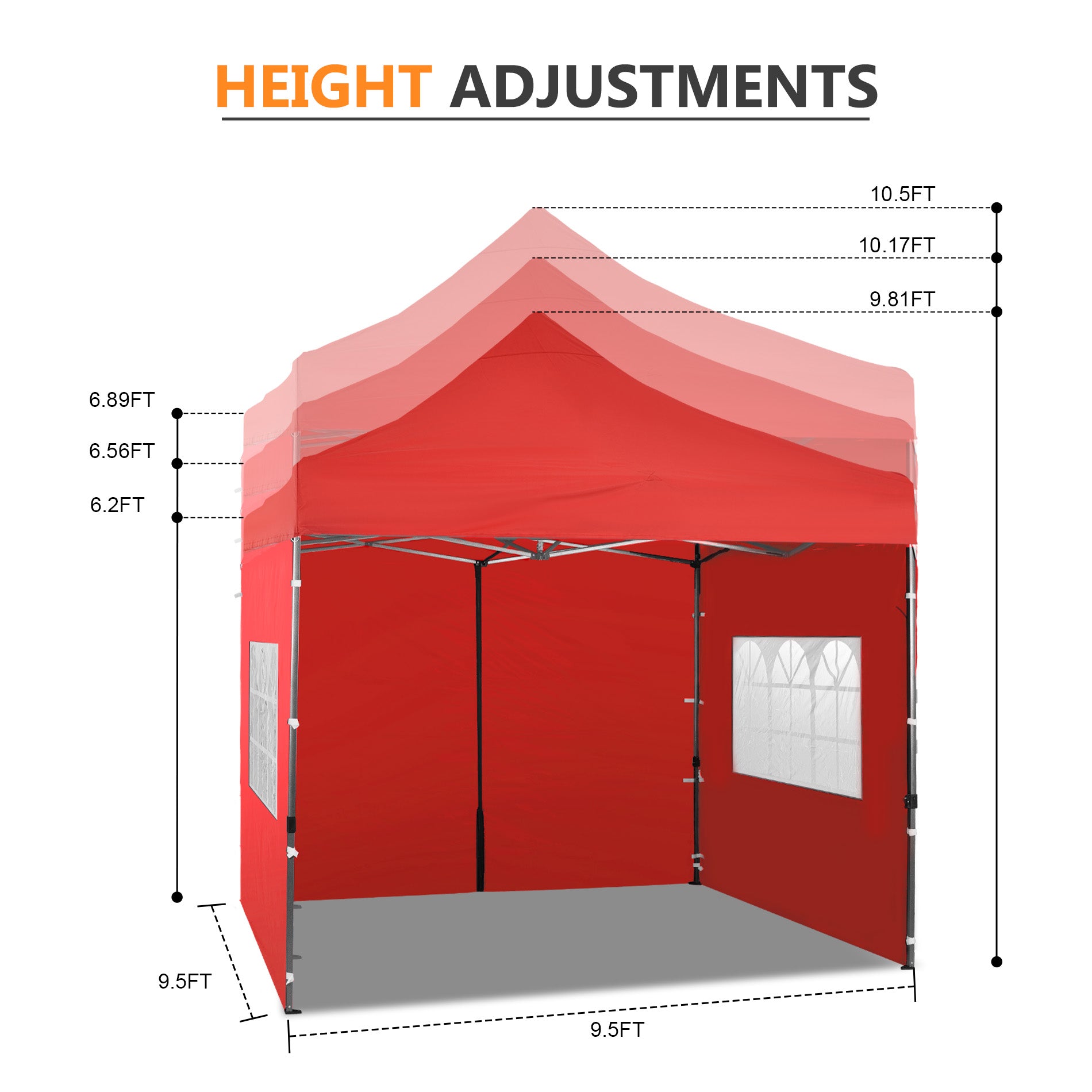 10x10 ft. Pop Up Canopy Tent with Windows Sidewalls and Wheeled Bag - Aoodor 