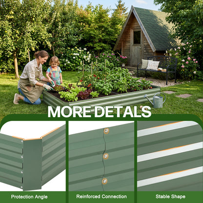 11" Tall Metal Raised Garden Bed, Galvanized Steel Planter Box - 4'x2'
