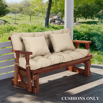 59" Tufted Porch Swing Cushions, Extra 5.1" Thick Outdoor Swing Bench Replacement Cushion with Backrest and 2 Pillows - Khaki - Aoodor 