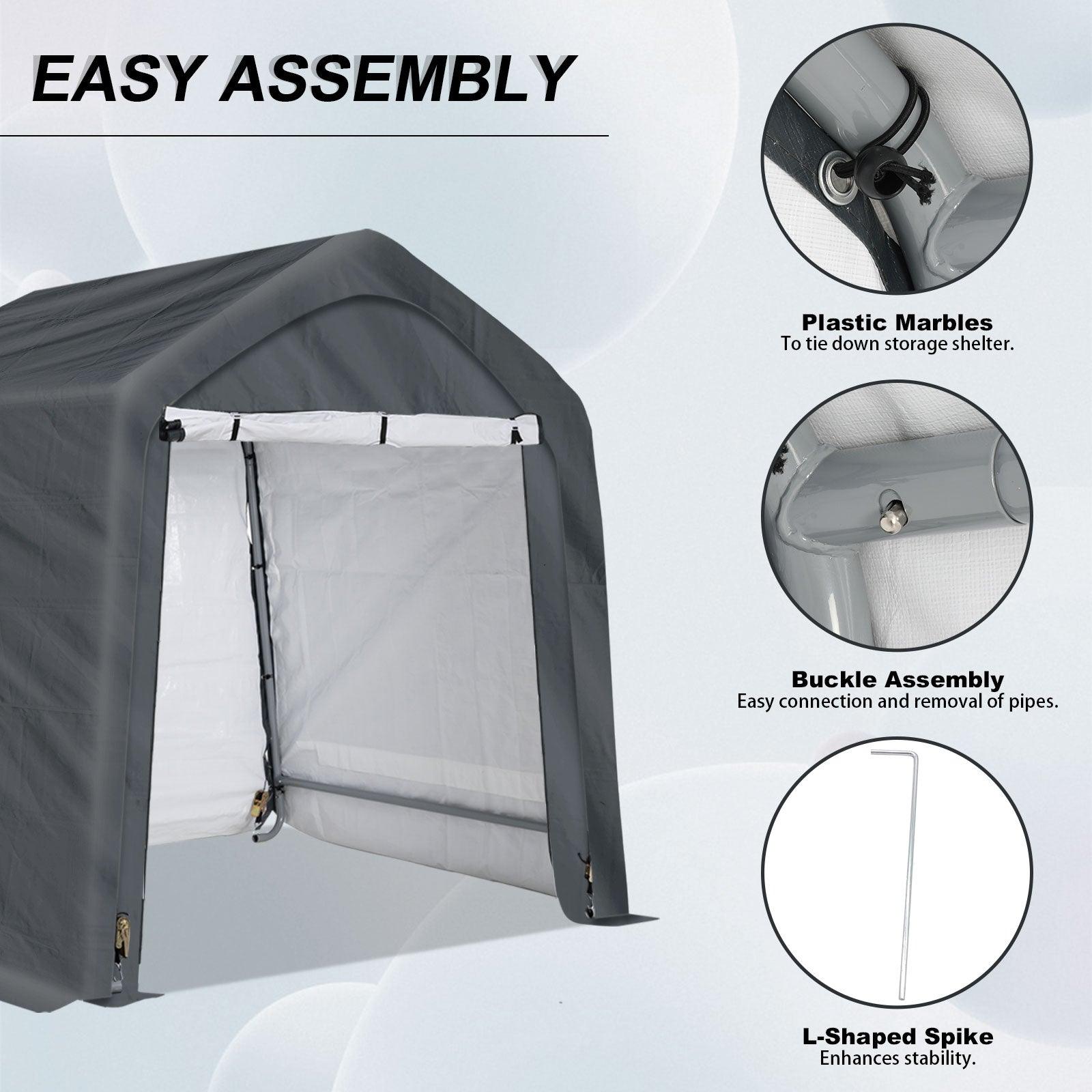 6x6/6x8/8x8/8x12 ft. Heavy Duty Storage Shelter, Portable Shed Carport - Aoodor 