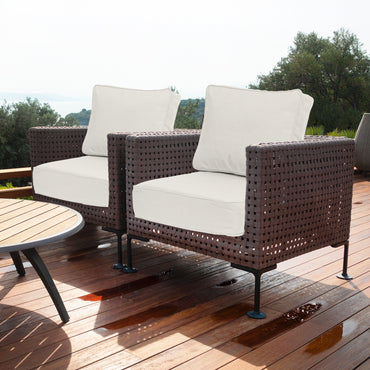 Premium Sunbrella Fabric Outdoor Patio Chair Cushions Set, Spectrum Eggshell - Aoodor 