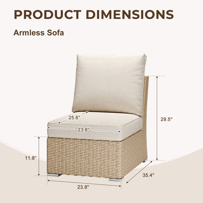 Aoodor Patio Armless Sofa with Beige Cushions: Aesthetic Living Style