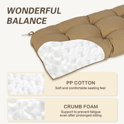 Outdoor Polyester Tufted Bench Cushion, Water & Fade Resistant, Brown - Aoodor 