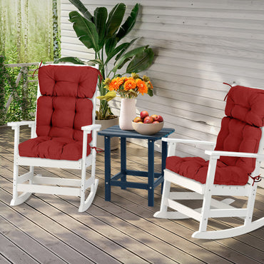 Tufted Outdoor High Back Chair Cushions Patio Rocking Pads for Furniture, Red - Aoodor 