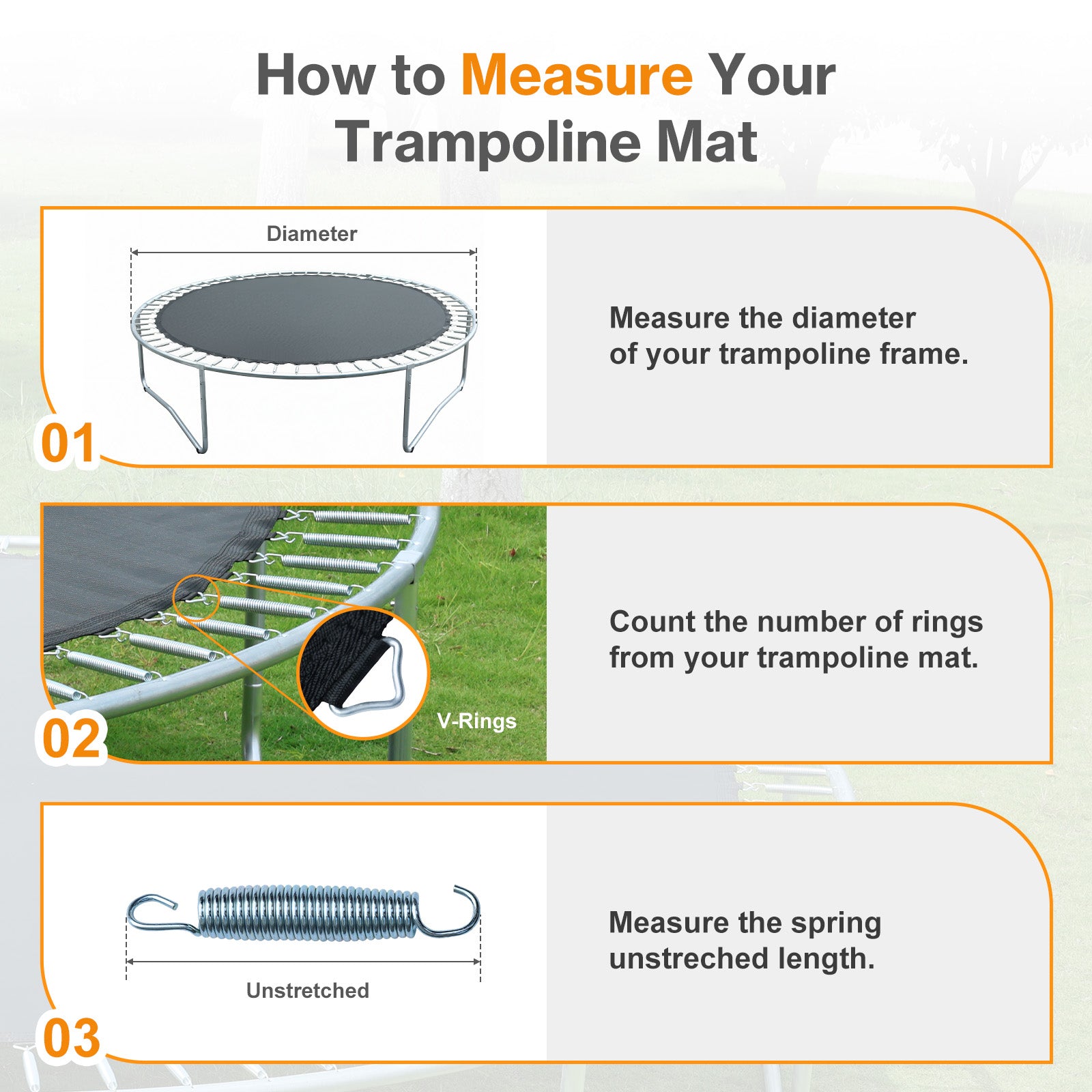 Trampoline Replacement Jumping Mat Fits Round Frame with V-Rings - Aoodor 