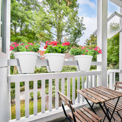 12 inch Balcony Rattan Railing Planter Box with Adjustable Brackets - Set of 4 - Aoodor 