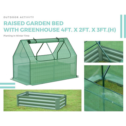 Mini Greenhouse Kit With Raised Garden Metal Beds - Aoodor 