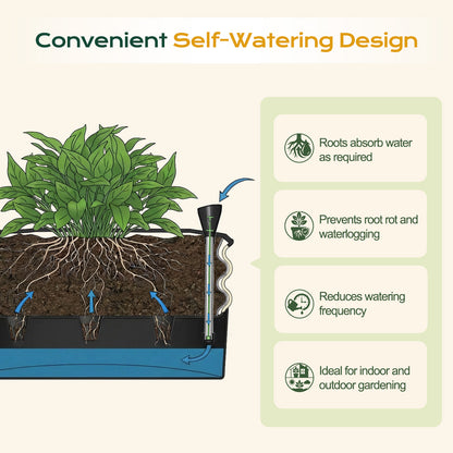 11" Tall Galvanized Raised Garden Bed, Self-Watering Planter Box - 47"x16.5"