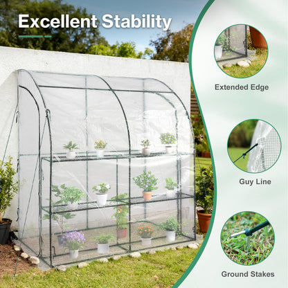 7x3x7 ft. Lean to Greenhouse for Outdoors, Portable Walk-in Greenhouse - Aoodor 