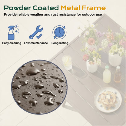 Patio Dining Table for 4, 38 inch Square Metal Outdoor Patio Table with Umbrella Hole