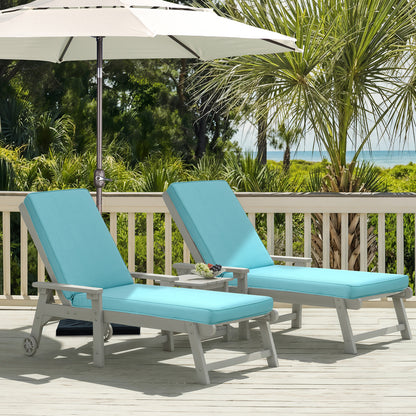72x21x3 inch Patio Chaise Lounger Cushions Set of 2 - Blue - Aoodor 