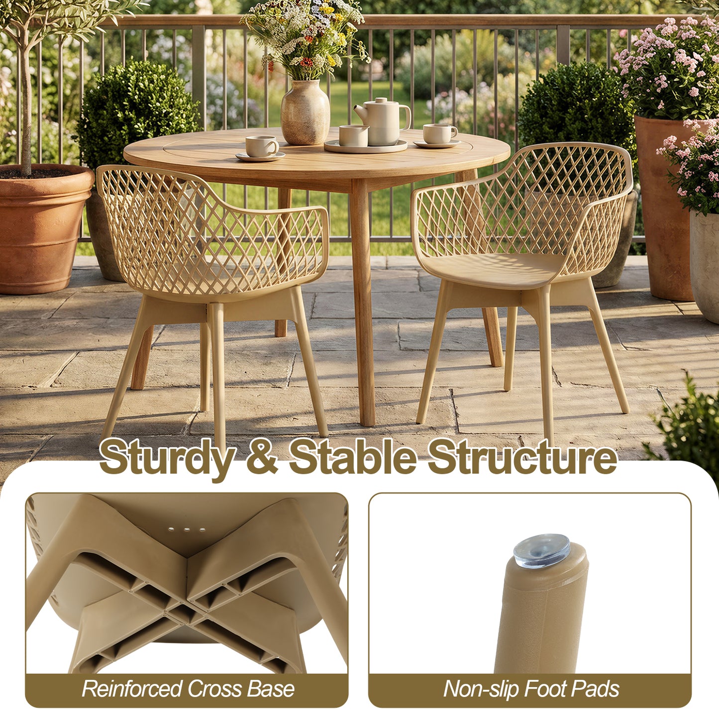 Modern Weather Resistant Plastic Dining Chairs Set: Ergonomic Comfort