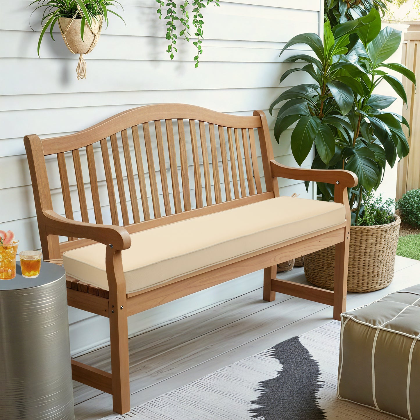 46x18x3 inch Patio Bench Cushion - Beige - Aoodor 