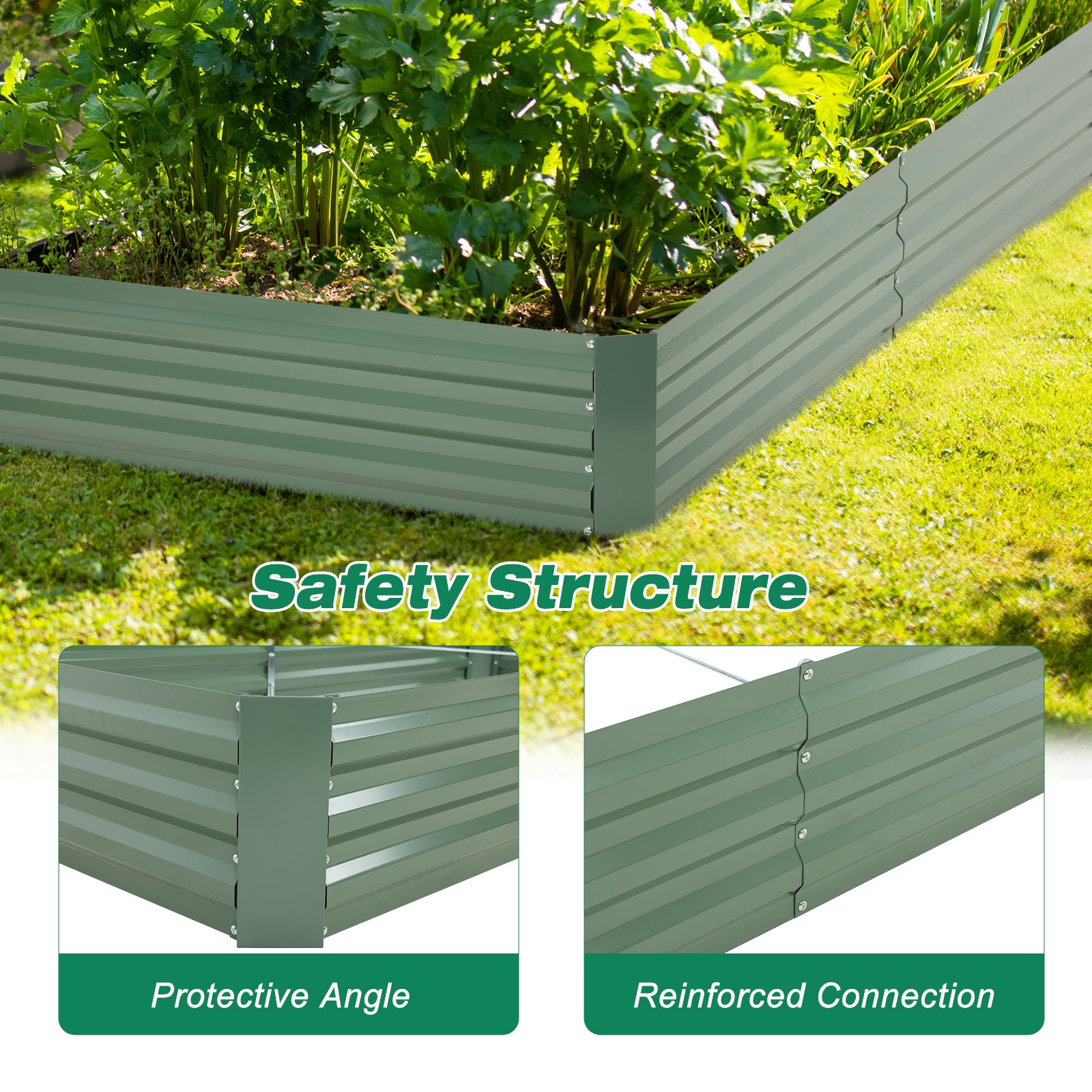 6x3/8x4 ft. Outdoor Raised Garden Bed - Reinforced Galvanized Steel Planter Box - Aoodor 