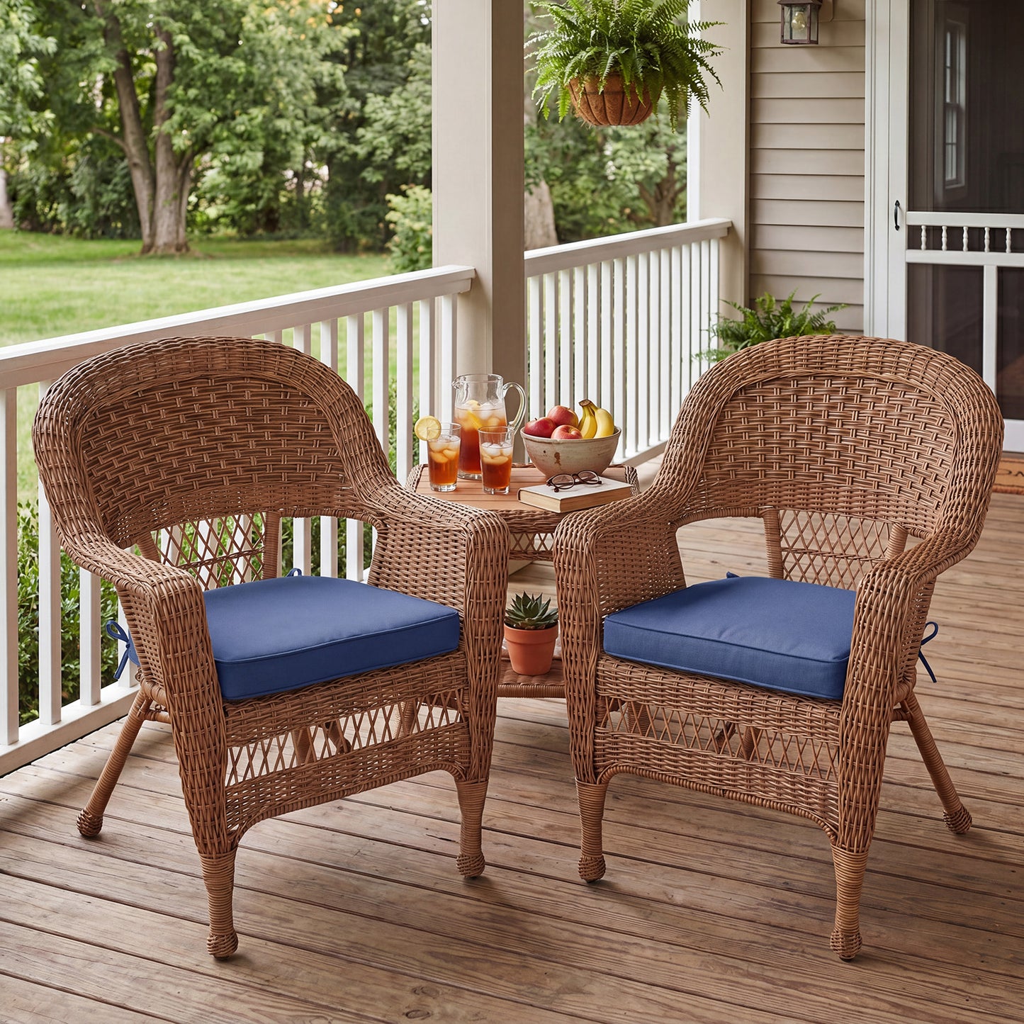 Outdoor Dining Chair Cushions Set, Patio Seat Pads, Dark Blue
