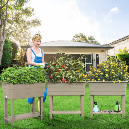 30×14×30 inch Elevated Raised Planter Box with Legs, Water Level Indicator - Set of 3