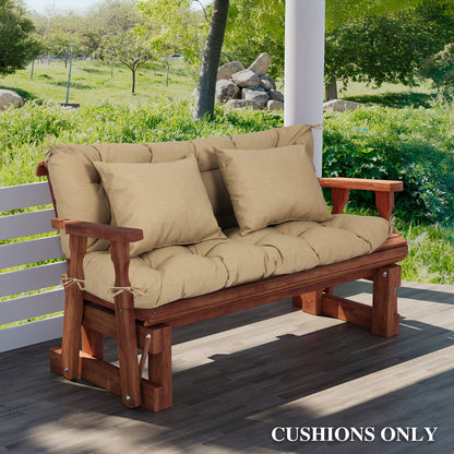 59" Tufted Porch Swing Cushions, Extra 5.1" Thick Outdoor Swing Bench Replacement Cushion with Backrest and 2 Pillows - Brown - Aoodor 