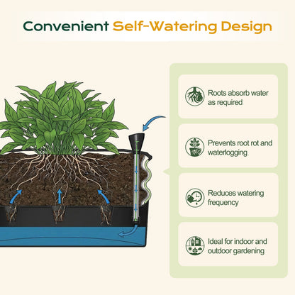 11" Tall Galvanized Raised Garden Bed, Self-Watering Planter Box - 47"x16.5"
