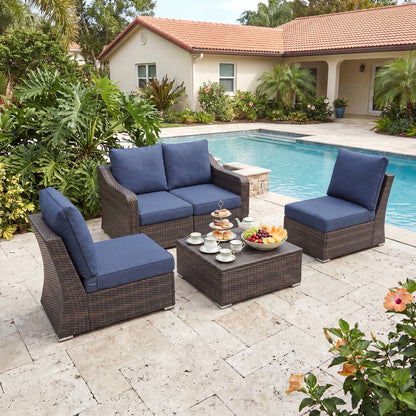 Outdoor Deep Seat Cushion Set, Patio Chair Back & Seat Cushions, Navy Blue
