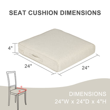 Outdoor Chair Cushions Set of 2 with Handle and Ties, Water Resistant Patio Seat Pads, Khaki