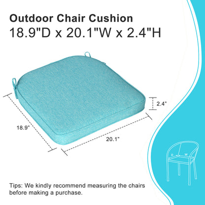 Outdoor Dining Chair Cushions Set, Patio Chair Pads with Ties, Aruba Blue - Aoodor 