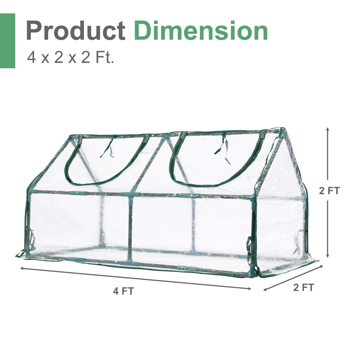 Mini Greenhouse with Zipper Doors, Waterproof & UV Protected, Transparent