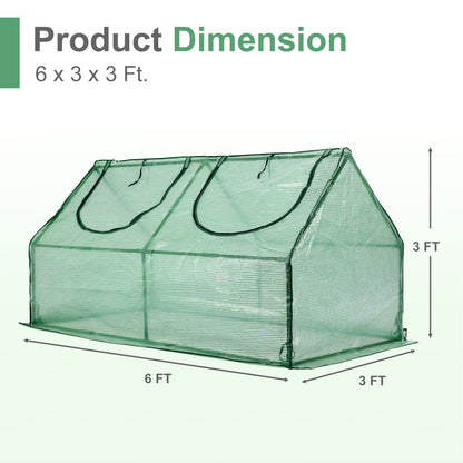 Mini Greenhouse with Zipper Doors, Waterproof & UV Protected, Green