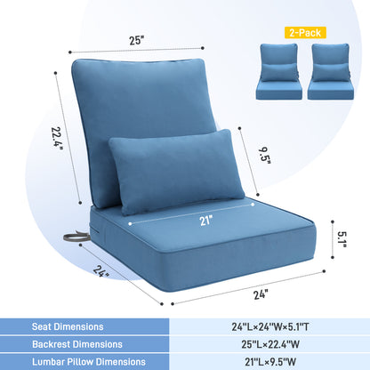 Outdoor Deep Seat Cushion Set with Lumbar Pillow, Deep Blue