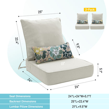Outdoor Deep Seat Cushion Set with Lumbar Pillow, Light Gray