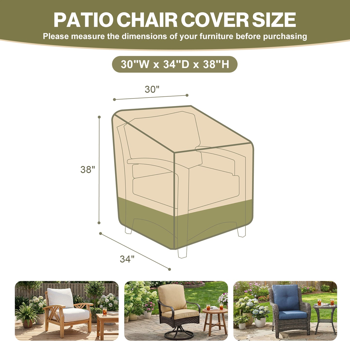 Patio Chair Cover for Deep Seat/ Rocking Chair/ Outdoor Swivel