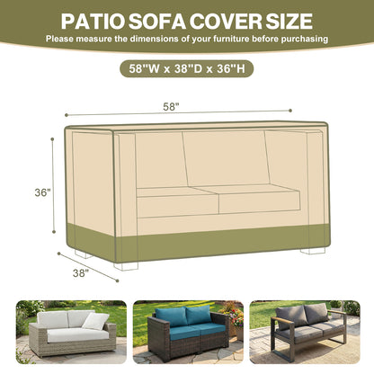 Patio Loveseat Cover for 2-Seater Sofa/ Loveseat/ Bench, Rectangular