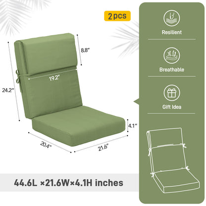 45x22x4 inch Outdoor High Back Patio Chair Cushions, Green