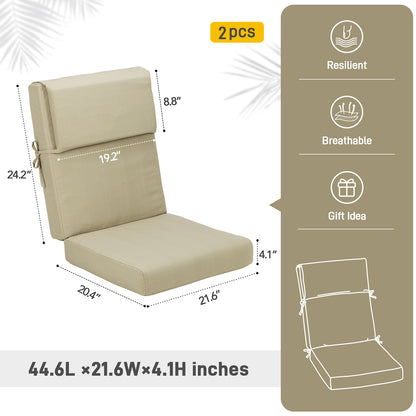 45x22x4 inch Outdoor High Back Patio Chair Cushions, Brown