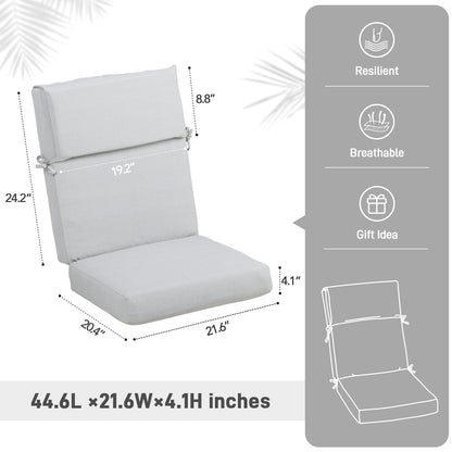 45x22x4 inch Outdoor High Back Patio Chair Cushions, Light Gray