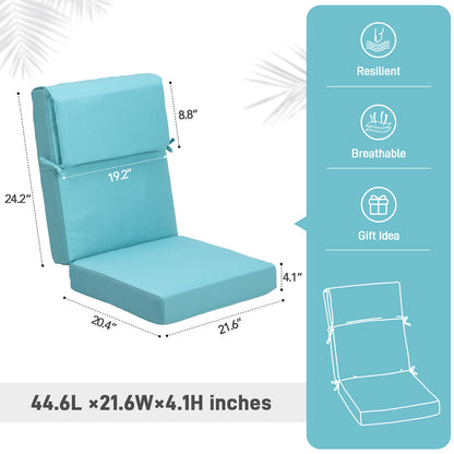 45x22x4 inch Outdoor High Back Patio Chair Cushions, Blue