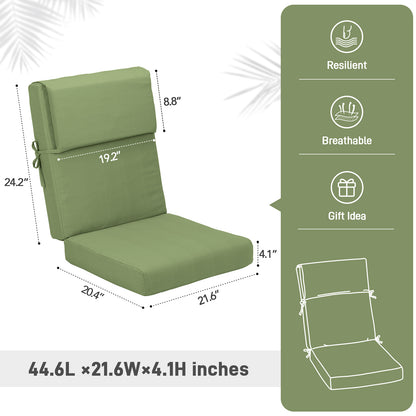 45x22x4 inch Outdoor High Back Patio Chair Cushions, Green