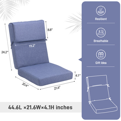 45x22x4 inch Outdoor High Back Patio Chair Cushions, Dark Blue