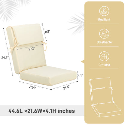 45x22x4 inch Outdoor High Back Patio Chair Cushions, Cream Yellow