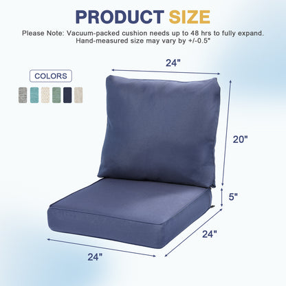 Outdoor Deep Seat Cushion Set, Patio Chair Back & Seat Cushions, Navy Blue