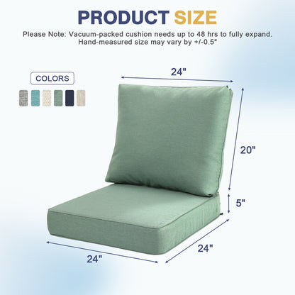 Outdoor Deep Seat Cushion Set, Patio Chair Back & Seat Cushions, Forest Green