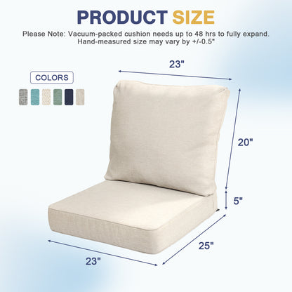 Outdoor Deep Seat Cushion Set, Patio Chair Back & Seat Cushions, Beige Taupe