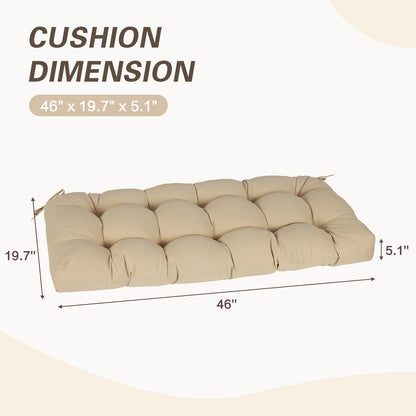 Outdoor Polyester Tufted Bench Cushion, Water & Fade Resistant, Khaki - Aoodor 