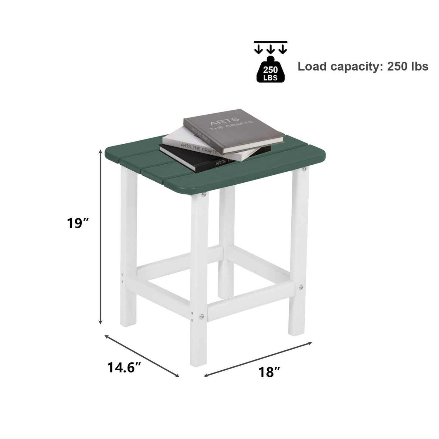 18x15x19 inch Outdoor Side Table, Weather-Resistant Square Patio End Table