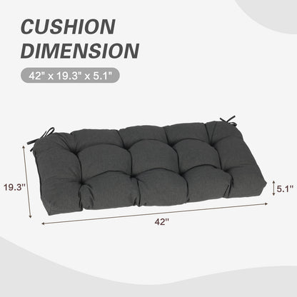 Outdoor Polyester Tufted Bench Cushion, Water & Fade Resistant, Dark Gray - Aoodor 