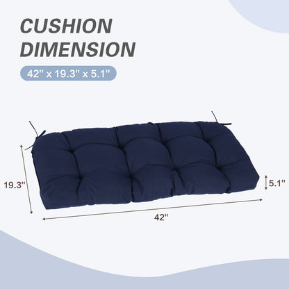 Outdoor Polyester Tufted Bench Cushion, Water & Fade Resistant, Dark Blue - Aoodor 