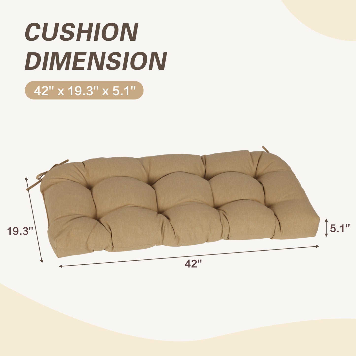 Outdoor Polyester Tufted Bench Cushion, Water & Fade Resistant, Brown - Aoodor 