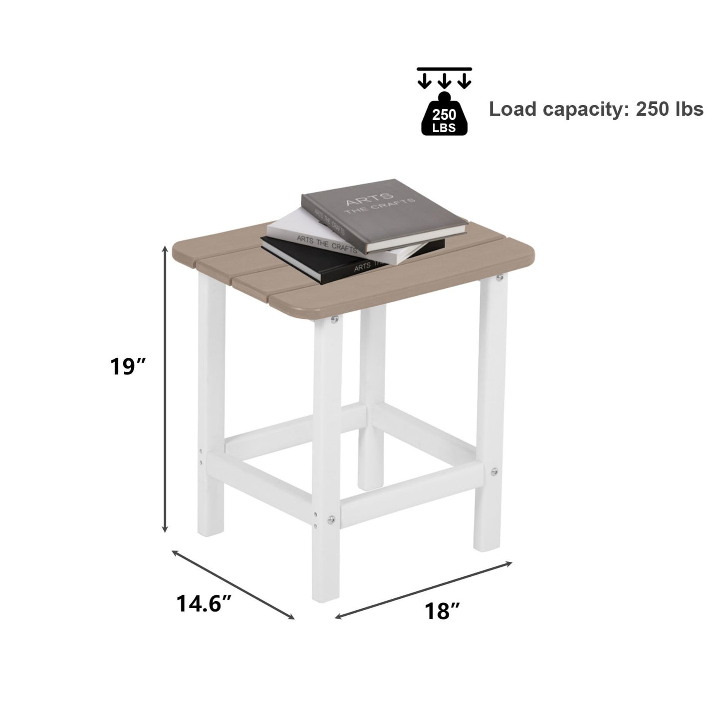 18x14.6x19 inch Outdoor Side Table, Square Adirondack Patio End Table for Patio, Pool, Porch - Aoodor 