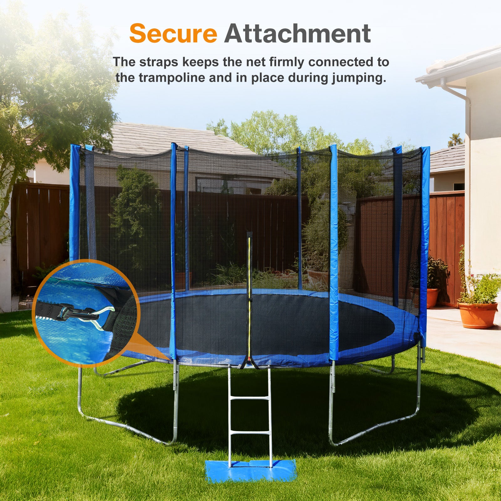 Trampoline Replacement Net for Round Frame Trampolines, Safety Enclosure Net - Aoodor 
