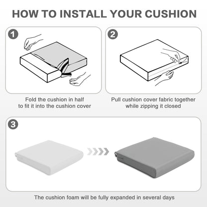 Outdoor Chair Cushion , Removable Cover with Hidden Zipper, Adaptable Secure Ties - Gray - Aoodor 